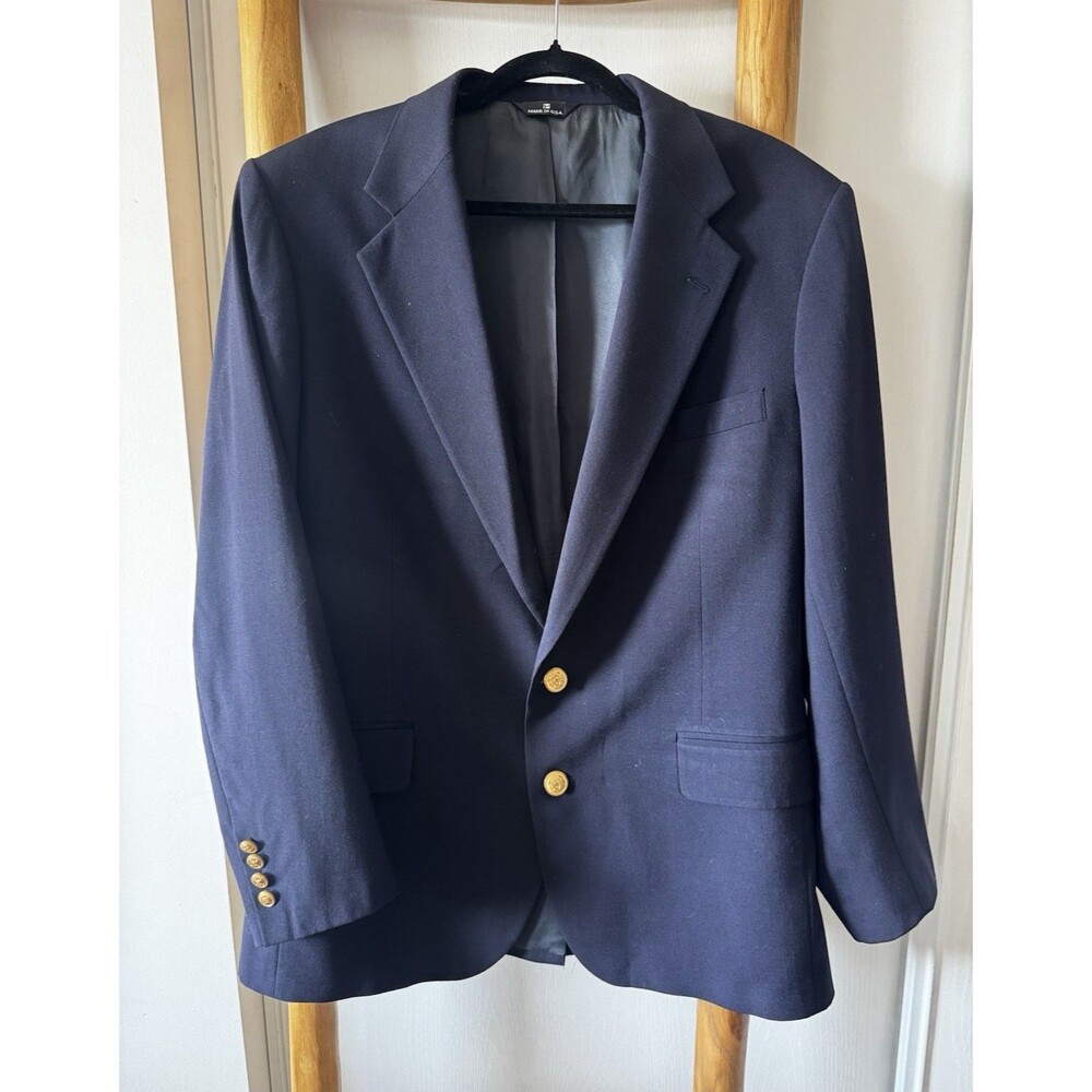 Polo University Club by Ralph Lauren Blue Wool Blazer 44R 2-Button Notch Lapel
